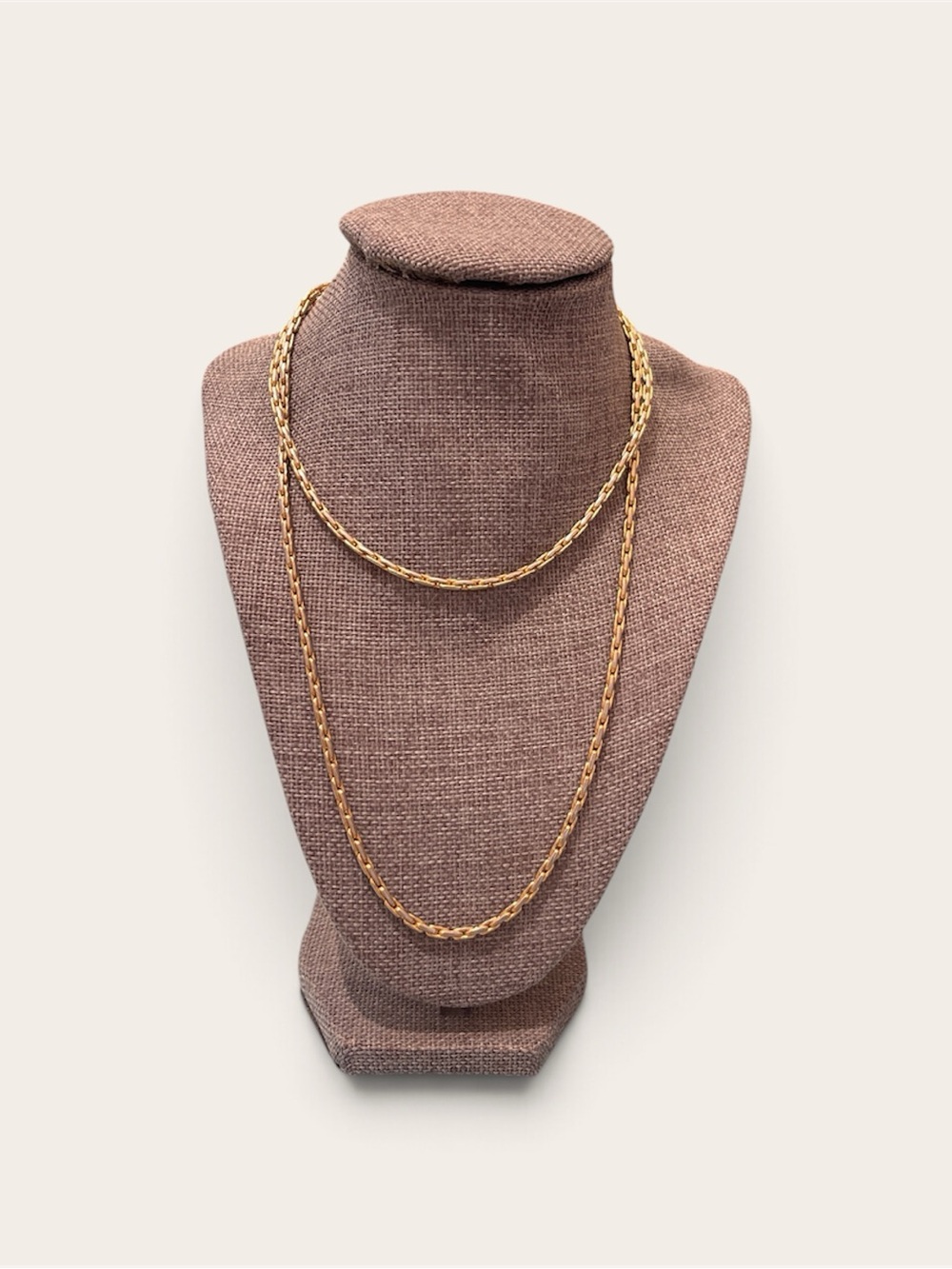 34" Vintage Gold-Tone Elongated Link Sautoir Chain Necklace
